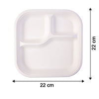 Vegnar Compostable Bagasse 3-Compartment Square Meal Plate