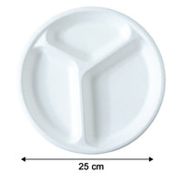 Vegnar 10 Inch 3-Compartment Round Compostable Bagasse Plate (10 Pc)