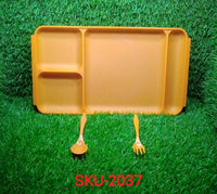 Plastic compartment plate set with spoon and fork for meals