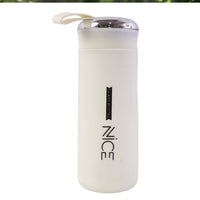 LumiFlask Premium White Glass Water Bottle for Travel & Daily Hydration (1 Pc, 400 ML)