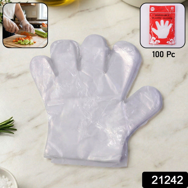 ClearGuard Disposable Transparent Plastic Gloves | Food-Safe Cooking & Baking Mitts (100 Piece Pack) view 2