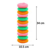 Round nylon scrubbers, pack of 12, perfect for removing stubborn stains.