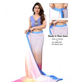 Generic Women's Small Lace Georgette Solid Ready-to-Wear Saree With Unstitched Blouse 5.5 Mtr (Multicolor)