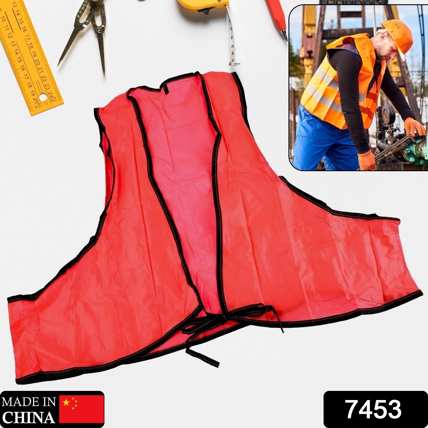 Economy PVC Safety Vest – Soft Vinyl, Tie Closure, High Visibility