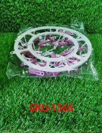 Durable multicolour cloth drying hanger with 18 clips.
