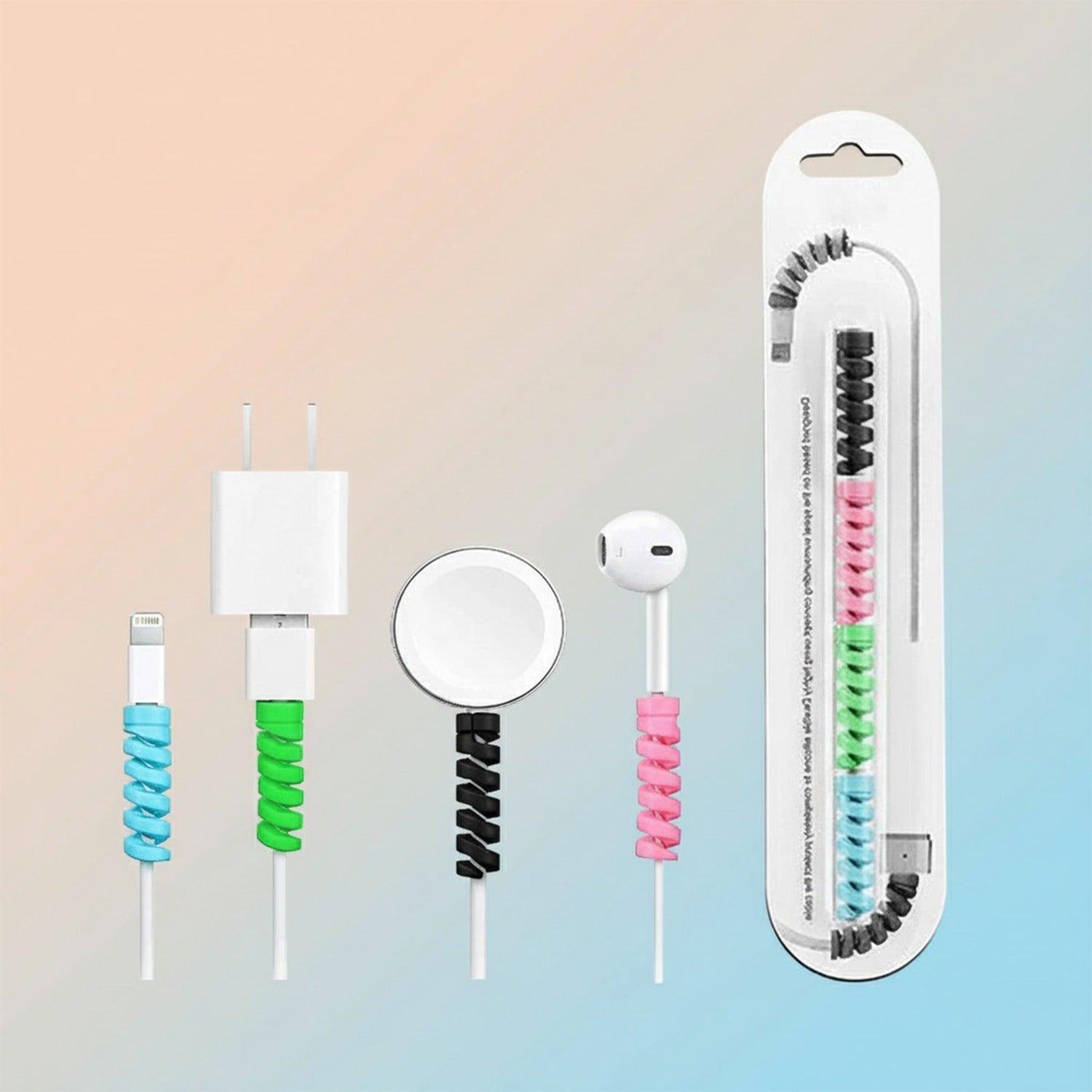 Spiral Charger Spring Cable Protector Data Cable Saver (Pack of 4)