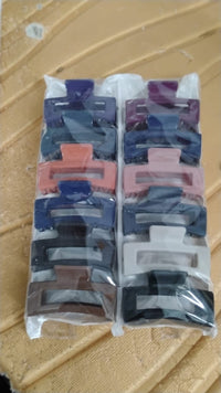 Matte Rectangle Hair Claw Clip for Women and Girls – Assorted Color Pack – 12 Pc
