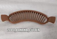Handy plastic banana cutter with comfortable handle.