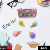 Cone Eraser for Girls & Boys / Eraser for School B'Day Return Gift Party Doughnut Lollipop Ice Cream Theme Shape Erasers Pencils Set for Kids Educational Stationary kit, School Supplies (1 Set 4 Pc)