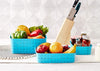 Stylish sky blue smart baskets for storage.