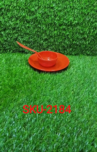 Three-piece snack set with spoon, bowl, and dish displayed.