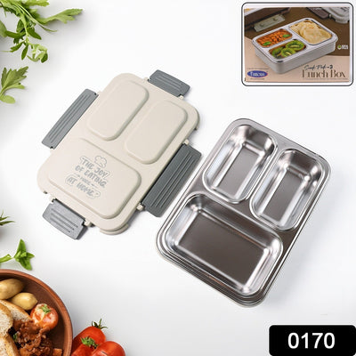 Foodora 3 Grid Stainless Steel Lunch Box | 1 Pc