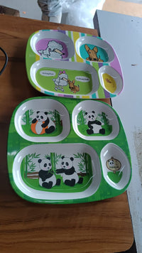 Kids 4-Compartment Melamine Partition Plate (1 Pc / 24×22 Cm)