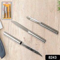 Stainless Steel Multipurpose Sharp Cutting Knife for Fruit Meat Vegetables 3 Pc