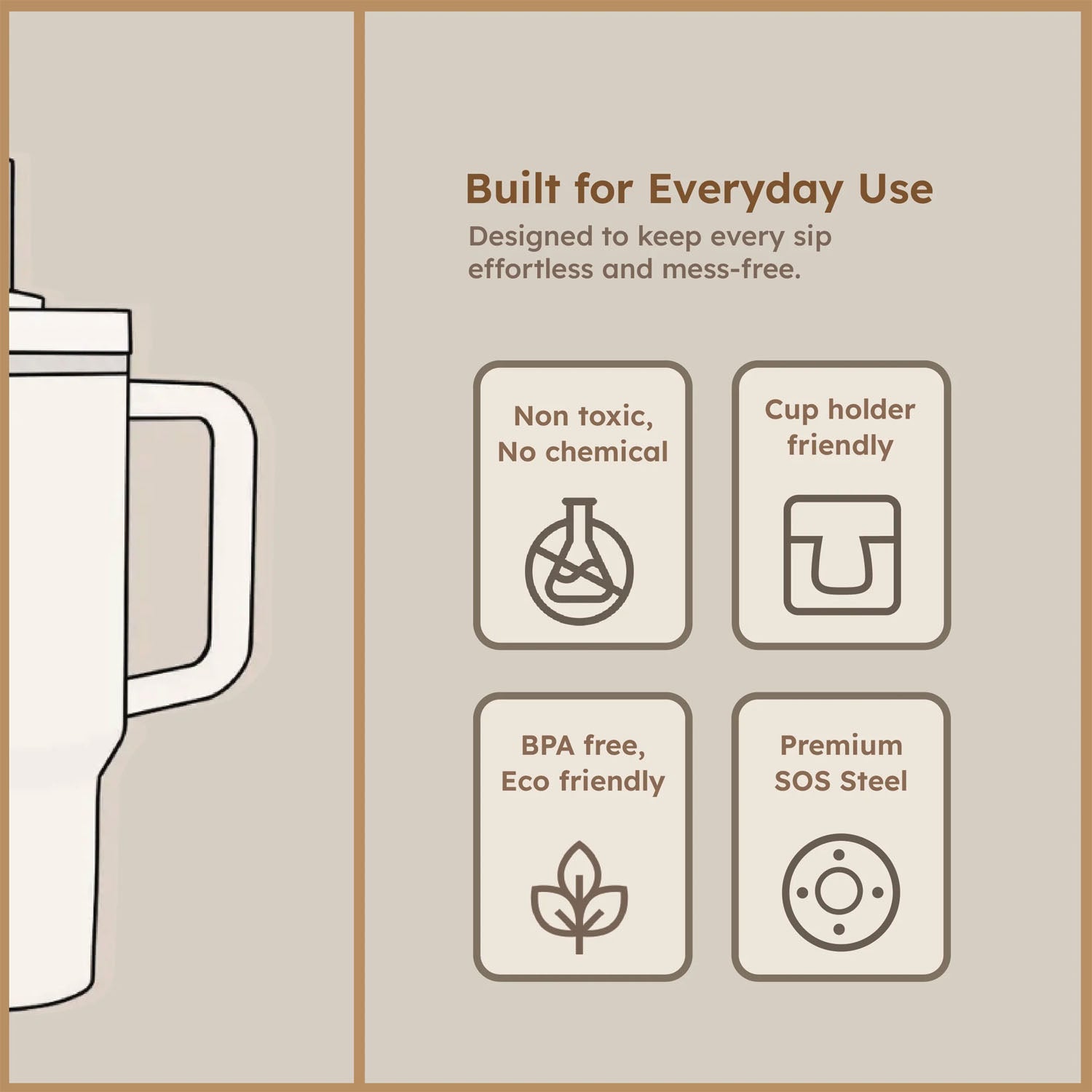 Extra Large Insulated Travel Mug, Tumbler (1200ML - 1 Pc / Mix Color)