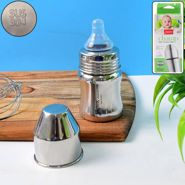 ApexPure 125ml Baby Feeding Bottle | Stainless Steel | 1 Pc