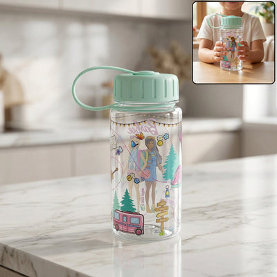 AeroSip Kids Printed Water Bottle with Convenient Carry Strap | 400ML Travel Flask (1 Pc)