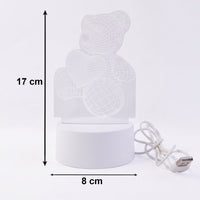 3D Teddy Bear LED Night Lamp – Soft LED Desk Light with Heart Design (1 Pc)