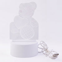 3D Teddy Bear LED Night Lamp – Soft LED Desk Light with Heart Design (1 Pc)