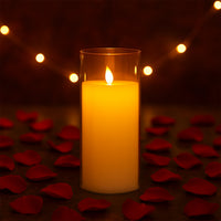 LED Flameless Candle Light with Flickering Flame Effect in Glass Cover (1 Pc)