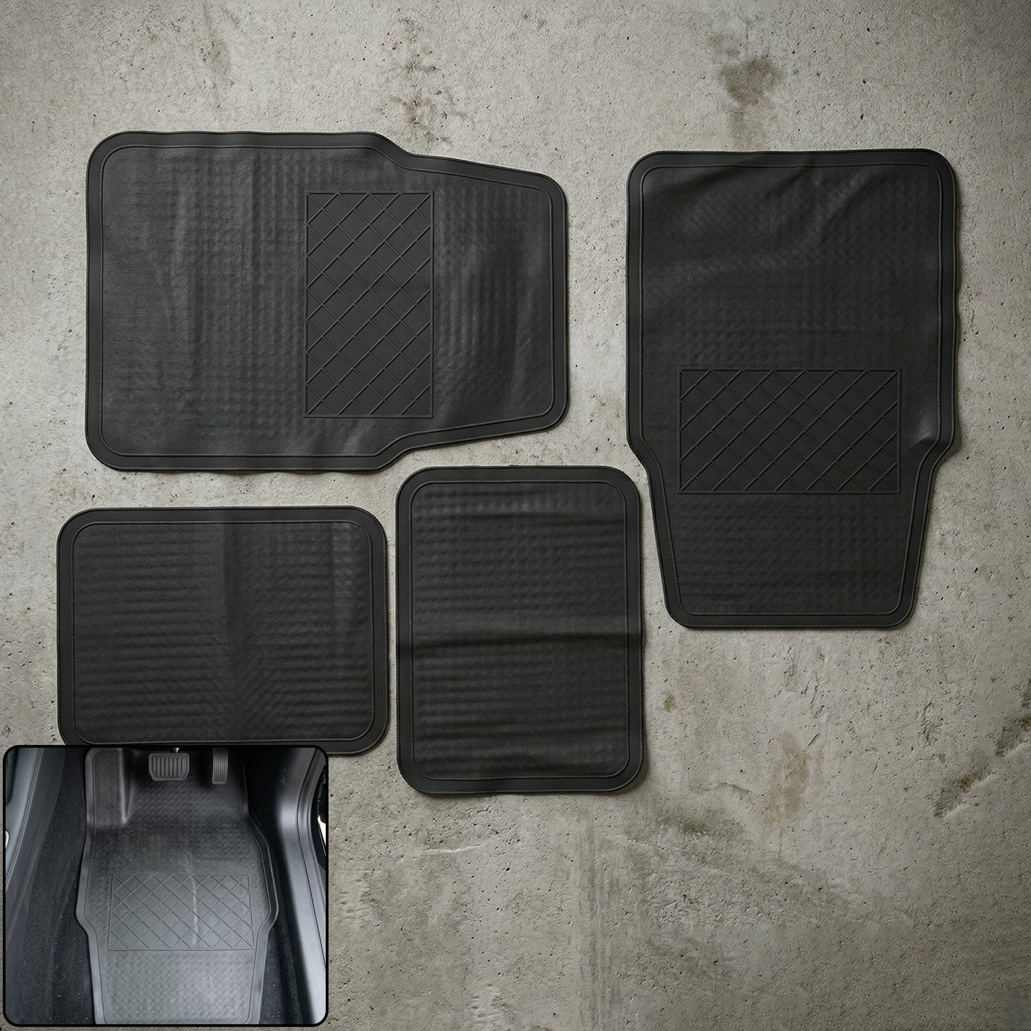 Heavy Duty Anti-Slip Rubber Car Foot Mat Set (4 Pc)