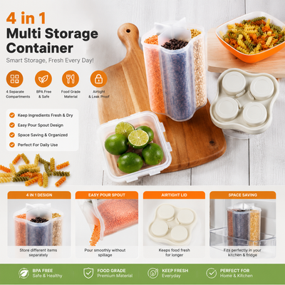 KiviSpace 4-Section Fridge & Grocery Container Jar