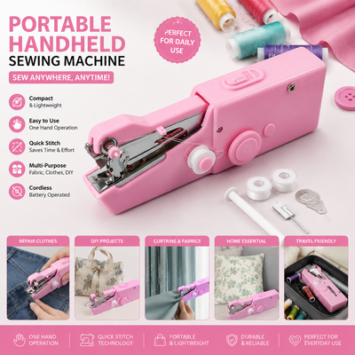 StitchGlide Portable Handheld Sewing Machine | Cordless Quick Stitch Repair Kit (1 Set)