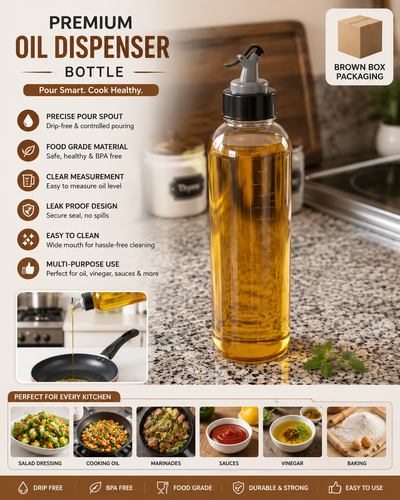 Multipurpose Oil Dispenser Bottle with Flip Top Pour Spout 900 ML