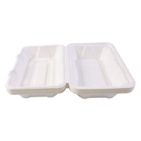 Eco-friendly bagasse food box close up
