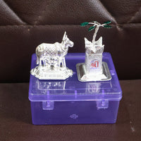 Silver-Plated Kamdhenu Cow & Tulsi Plant Pair – Pooja & Home Décor