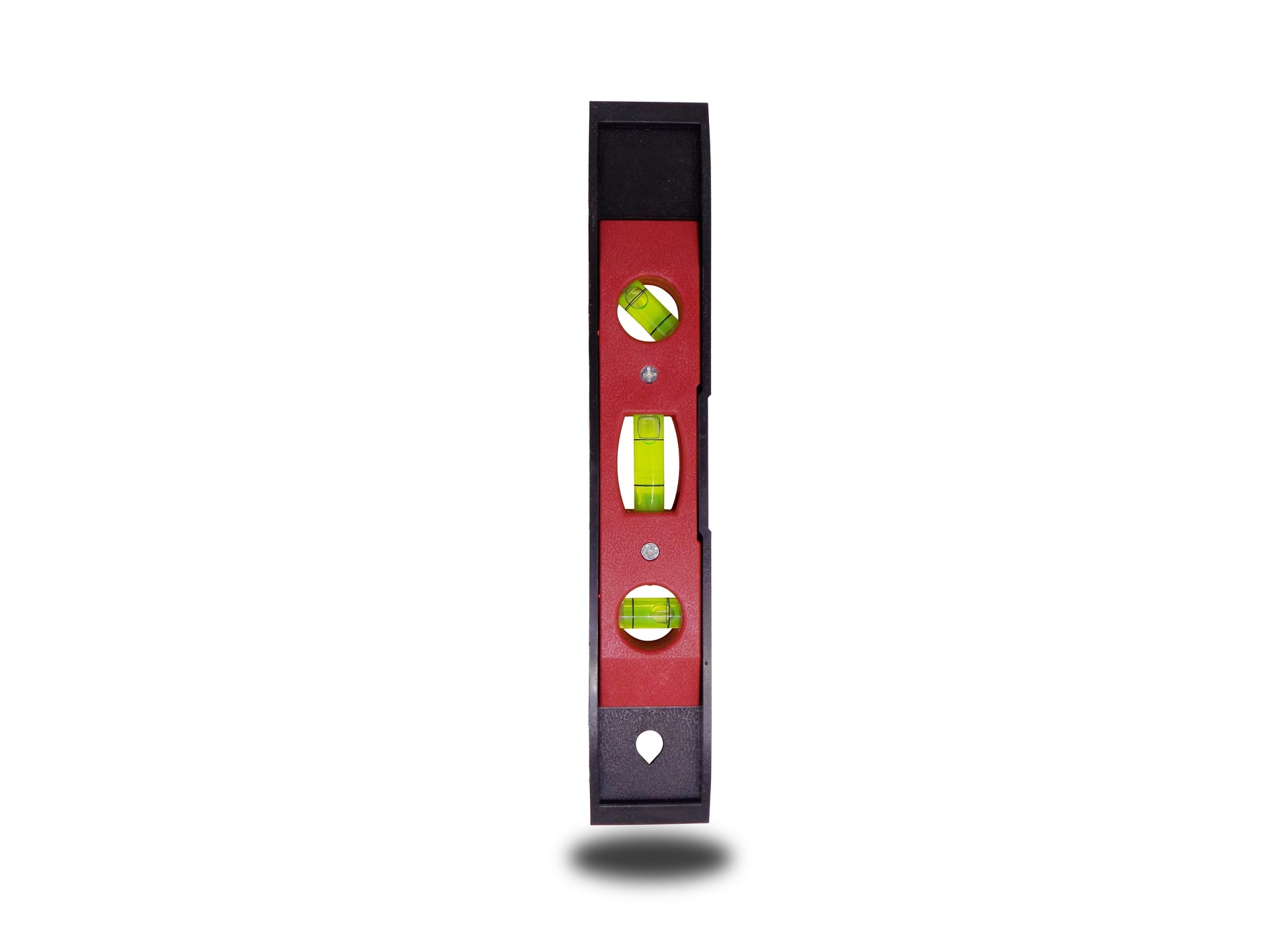 Compact torpedo level with three bubble vials for accuracy.