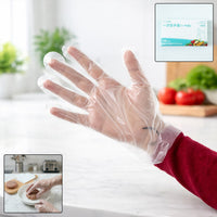 Disposable plastic hand gloves