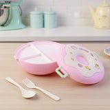Cute Donut Shape Insulated Lunch Box | 3 Compartment | Mix Color