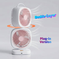 Portable Dual Head USB Rechargeable Table Fan (1 Pc)