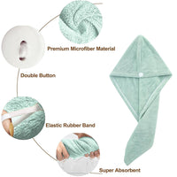 Premium Soft Microfiber Hair Drying Towel Wrap with Button Lock (1 Pc)