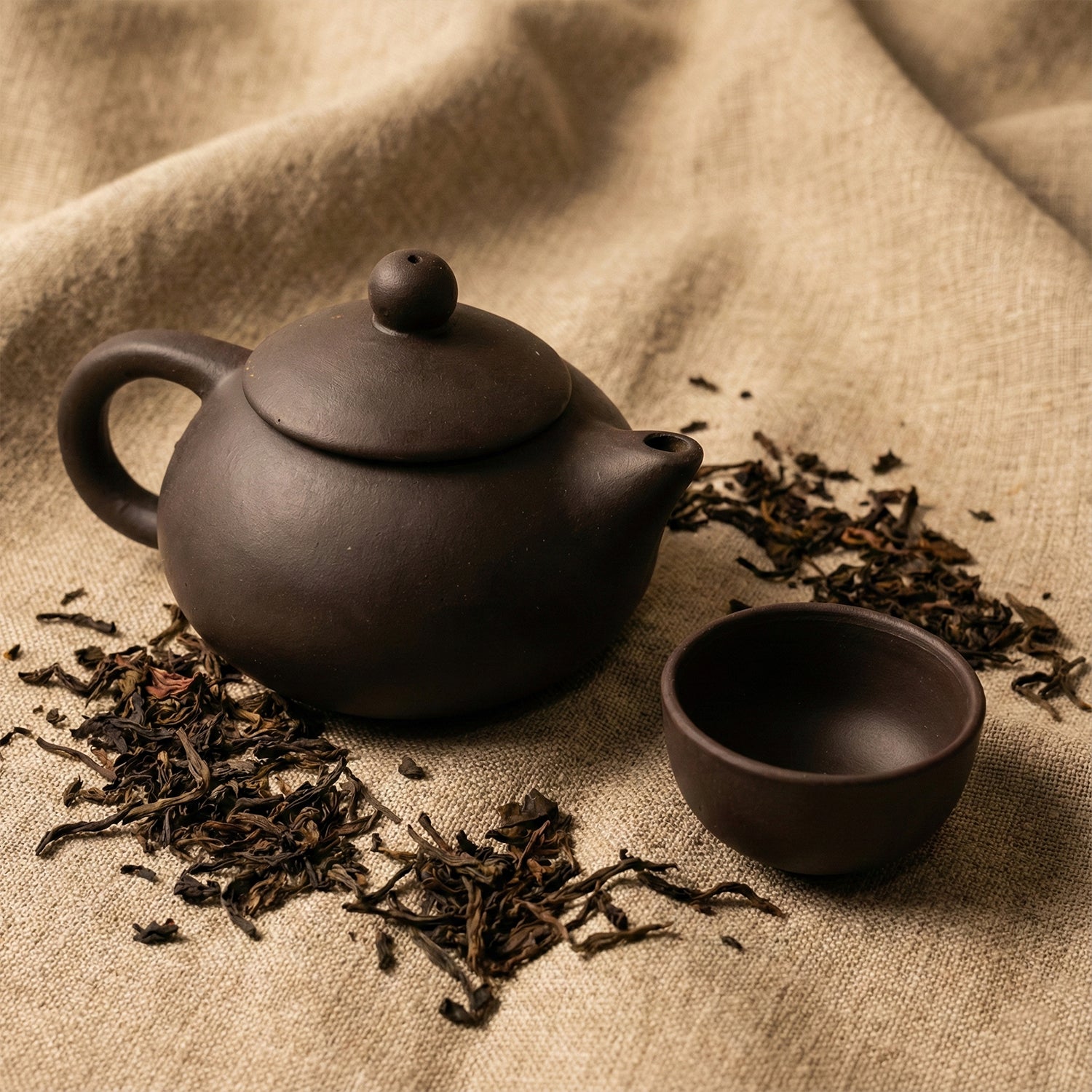 Premium Black Clay / Ceramic Tea Set with Teapot & 4 Cups