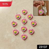 Cute Heart Flower Design Bag Charm Keychain Set (10 Pc)