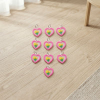 Cute Heart Flower Design Bag Charm Keychain Set (10 Pc)