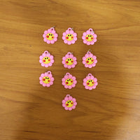 Cute Smiley Flower Shape Bag Charm Keychain Set (10 Pc)