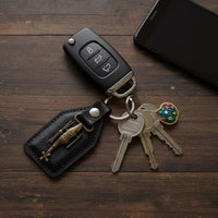 Premium Leather Finish Metal Sword Emblem Keychain (1 Pc)