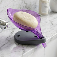 Leaf Shape Soap Tray Holder with Drain Design Bathroom Soap Stand Dish  (1 Pc)