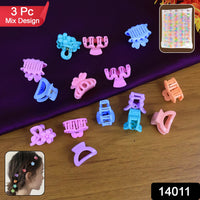 Plastic Small Hair Clips Girls Kids Hair Accessories (3 Pcs Set / Mix Color & Design)