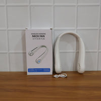 Portable Rechargeable Neck Fan (1 Pc, White Color)
