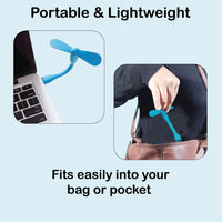 AeroStem Portable USB Mini Flexible Fan | Ultra-Compact Personal Cooler (1 Pc)
