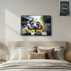 Peaceful Radha Krishna Village Scene Wall Art Frame (1 Pc, 45x30 Cm)