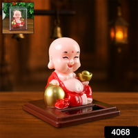 Solar Power Moving Head Buddha Statue Car Ornament (1 Pc / Mix Color)