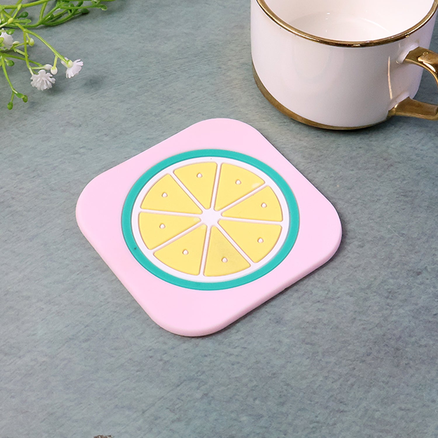 VoltDock Minimalist Silicone Drink Coaster Pack | Premium 8x8 cm Heatproof Cup Mats (6Pc, Mix Design)