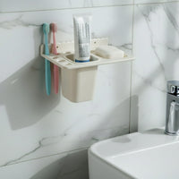 3in1 Wall Mounted Multi-Compartment Toothbrush & Soap Holder with Cup (1 Pc)