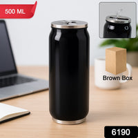 Stainless Steel Can-Shaped Vacuum Flask Built-In Straw 500ml Approx, Tumbler (1 Pc)