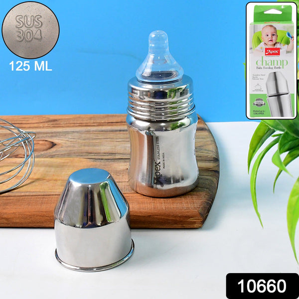 ApexPure 125ml Baby Feeding Bottle | Stainless Steel | 1 Pc view 2